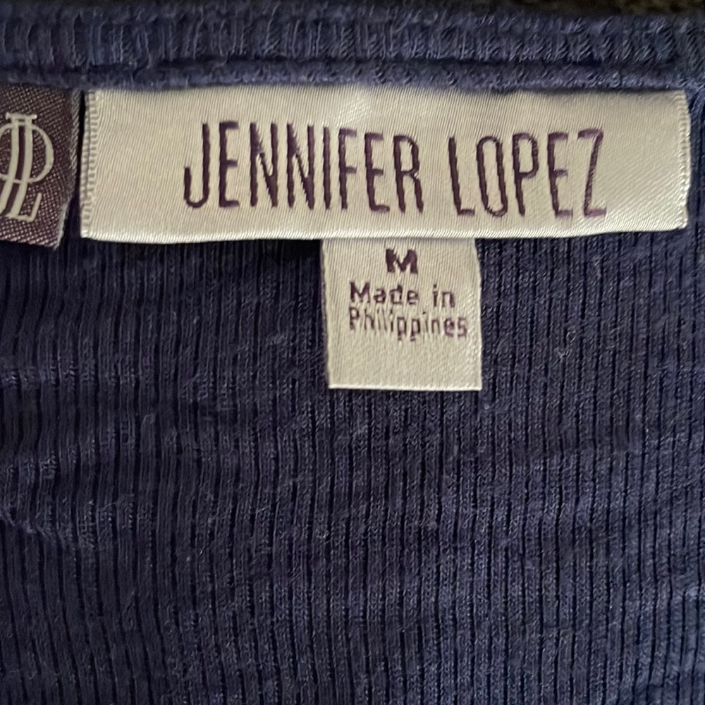 Jennifer Lopez long sleeve dark blue shirt